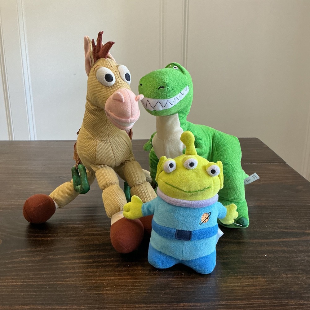 Disney Pixar Toy Story Plush Lot Bullseye Rex Alien Stuffed Animal Toys 3pc